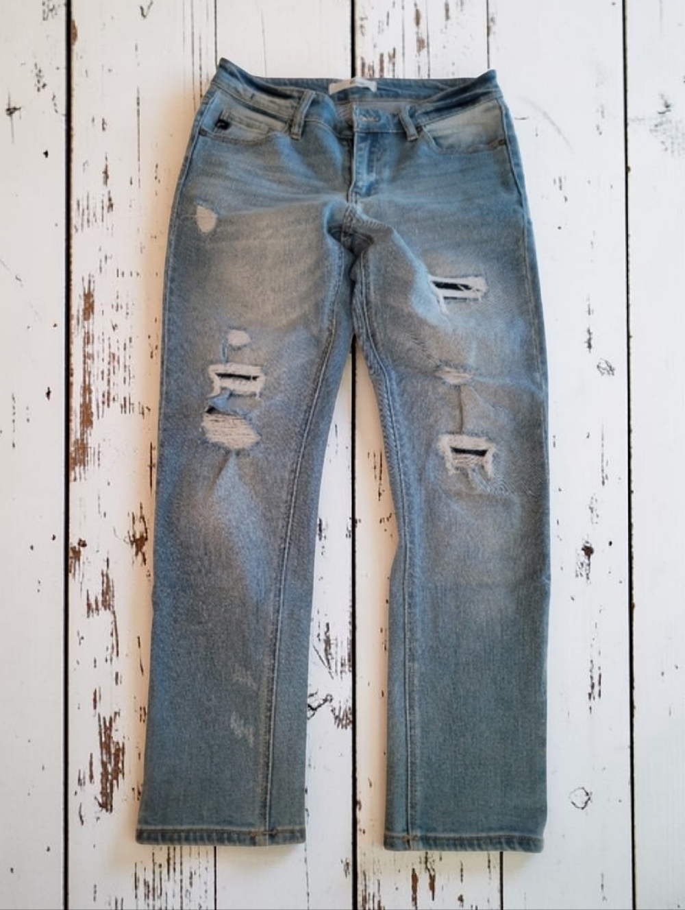 KanCan "Luxanna" Mid Rise Slim Boyfriend Distressed Jeans Women's Size 5/26 EUC